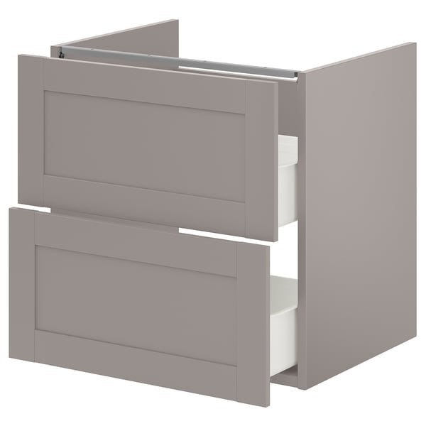 ENHET Meuble pour lavabo, 2 tiroirs, gris/gris cadre, 24x18 3/4x24 "