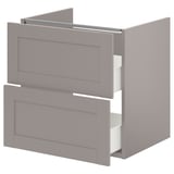 ENHET Meuble pour lavabo, 2 tiroirs, gris/gris cadre, 24x18 3/4x24 "