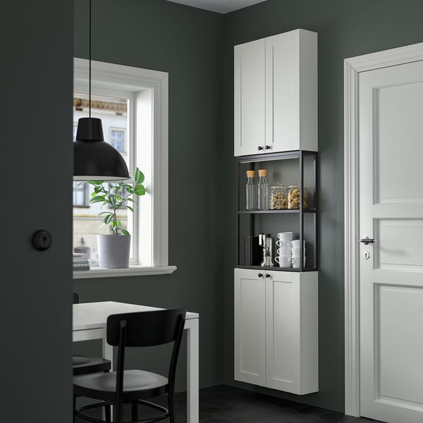 ENHET Rangement, anthracite/caisson blanc, 24x6 3/4x90 "