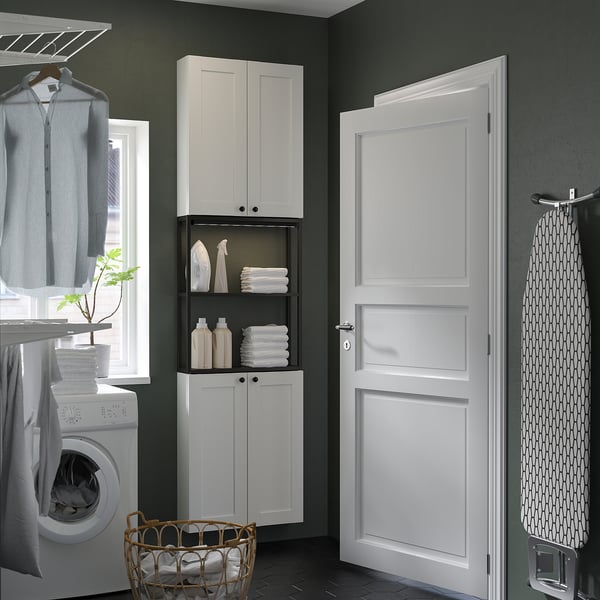 ENHET Rangement, anthracite/caisson blanc, 24x6 3/4x90 "