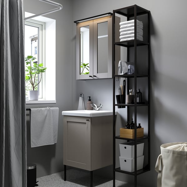 ENHET Salle de bains, anthracite/caisson gris, 18 "