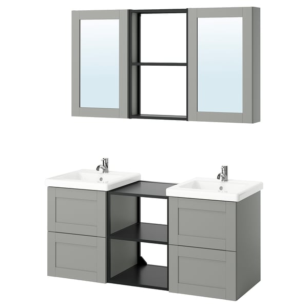 ENHET Salle de bains, anthracite/caisson gris, 18x18x24 "
