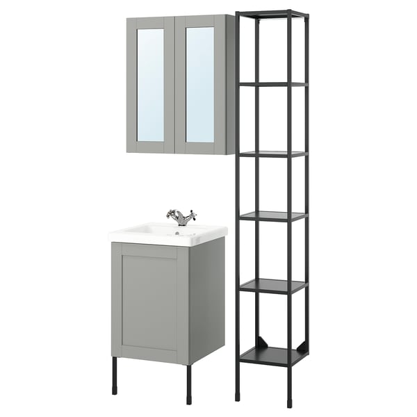 ENHET Salle de bains, anthracite/caisson gris, 18 "