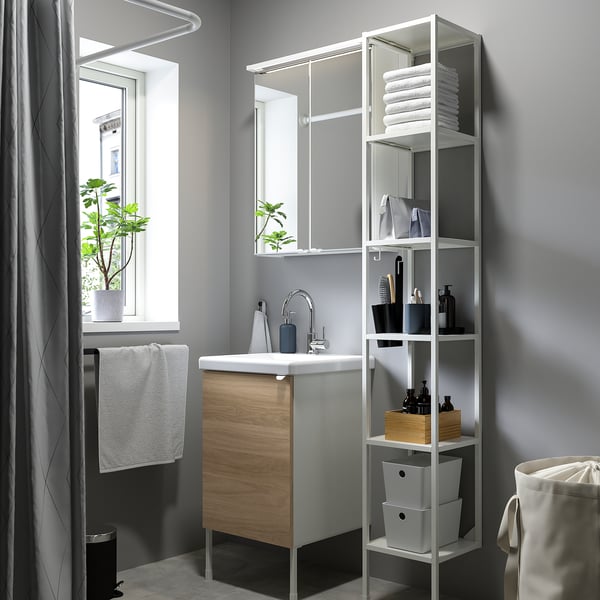 ENHET Salle de bains, blanc/eff chêne, 18 "