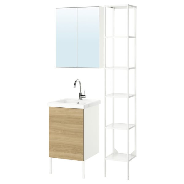 ENHET Salle de bains, blanc/eff chêne, 18 "