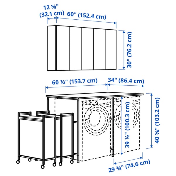 ENHET Salle de lessive, blanc, 60 1/2x34x84 1/2 "