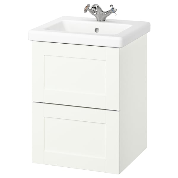 ENHET / TVÄLLEN Meuble à tiroirs/lavabo/mitigeur, blanc/blanc cadre, 19 5/8x19 1/8x26 "