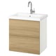ENHET / TVÄLLEN Meuble à tiroirs/lavabo/mitigeur, blanc/eff chêne, 25 1/2x19 1/8x26 "