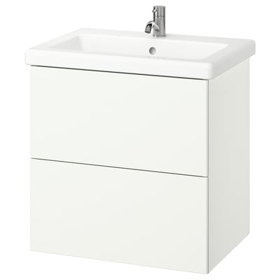 ENHET / TVÄLLEN Meuble à tiroirs/lavabo/mitigeur, blanc, 25 1/2x19 1/8x26 "