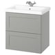 ENHET / TVÄLLEN Meuble à tiroirs/lavabo/mitigeur, gris/gris cadre, 25 1/2x19 1/8x26 "