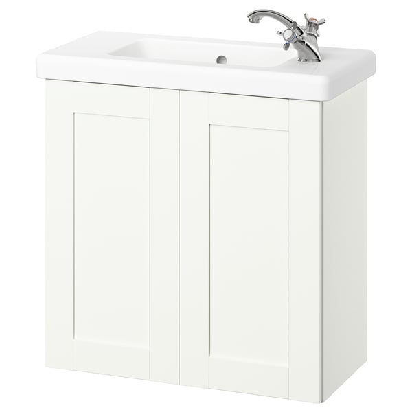 ENHET / TVÄLLEN Meuble pour lavabo/lavabo/mitigeur, blanc/blanc cadre, 25 1/2x13 1/8x26 "