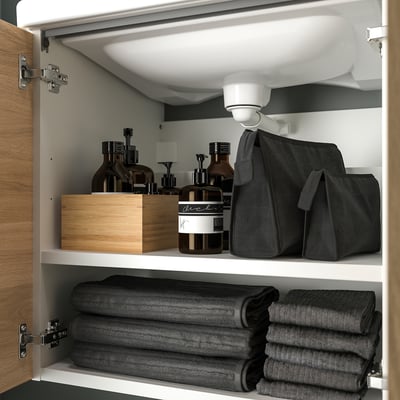 ENHET / TVÄLLEN Meuble pour lavabo/lavabo/mitigeur, blanc/eff chêne, 25 1/2x19 1/8x26 "