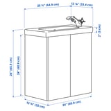 ENHET / TVÄLLEN Meuble sdb avec portes/lavabo, blanc, 25 1/2x13 1/8x26 "