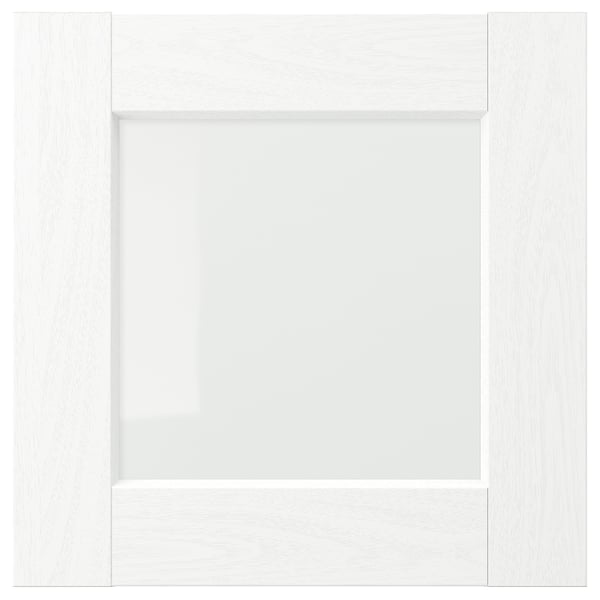 ENKÖPING Porte vitrée, blanc effet bois, 15x15 "