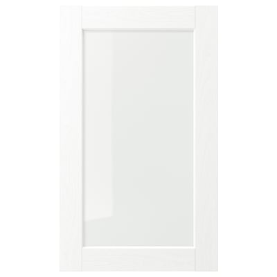 ENKÖPING Porte vitrée, blanc effet bois, 18x30 "