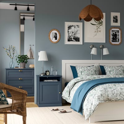 FÅGELFJÄLLET Table de chevet, bleu gris foncé, 20 1/2x18 1/8x26 "