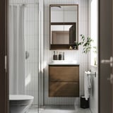 FAXÄLVEN Armoire pharmacie éclairage intégré, brun eff chêne, 24x6x37 "