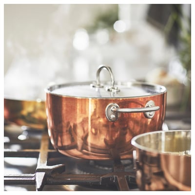 FINMAT Faitout avec couvercle, cuivre/acier inox, 3 qt