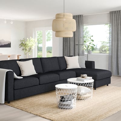 FINNALA Canapé 4 places av méridienne, Tallmyra noir/gris