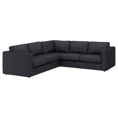 FINNALA Canapé d'angle, 4 places, Tallmyra noir/gris