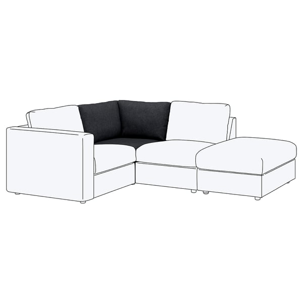 FINNALA Chauffeuse d'angle, Tallmyra noir/gris