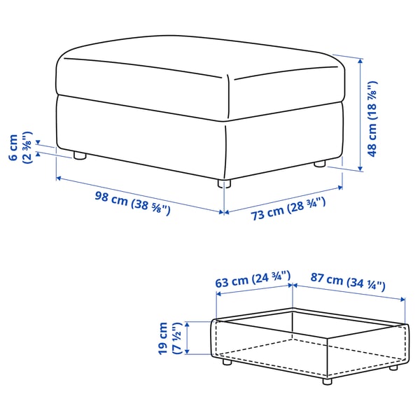 FINNALA Repose-pieds av rangement, Tallmyra noir/gris