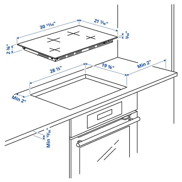 FLACKSTA Table de cuisson à induction, noir, 30 "