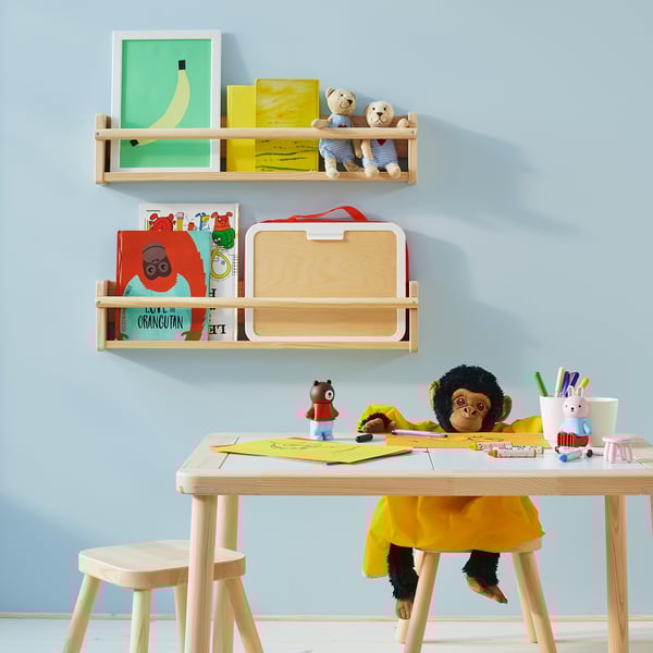 FLISAT Rangement mural, pin teinté blanc clair, 27 ½x3 ½x6 ¼ "