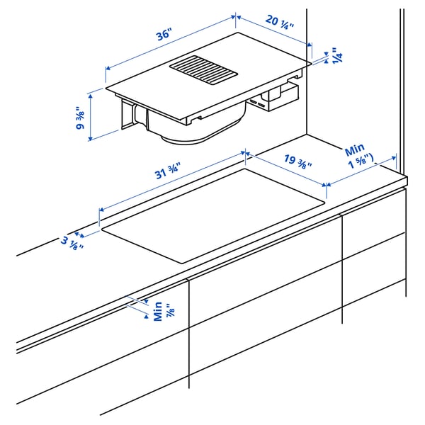FÖRNEBO Table de cuisson à induction+hotte