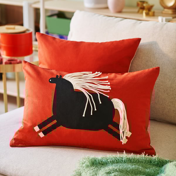 FÖSSTA Housse de coussin, cheval, 16x23 "