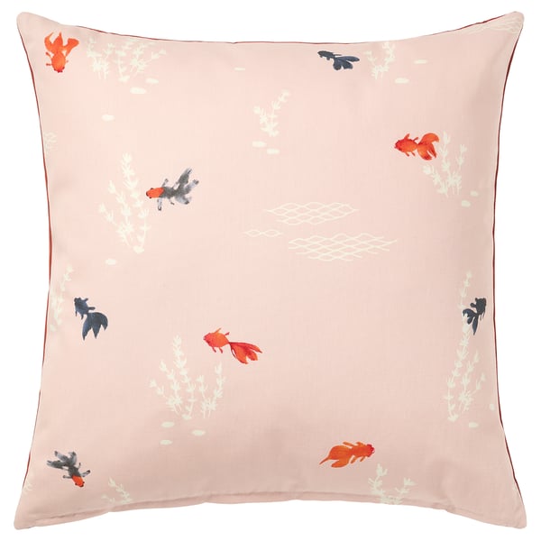 FÖSSTA Housse de coussin, poisson rouge/rose, 20x20 "
