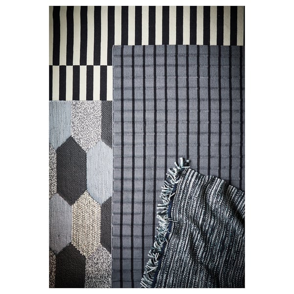 Foulum Tapis Tissé Plat Gris Fait Main Gris Noir