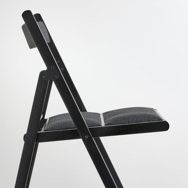 FRÖSVI Chaise pliante, noir/Knisa gris foncé