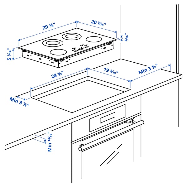 FROMMESTA Table de cuisson vitrocéramique, noir, 30 "