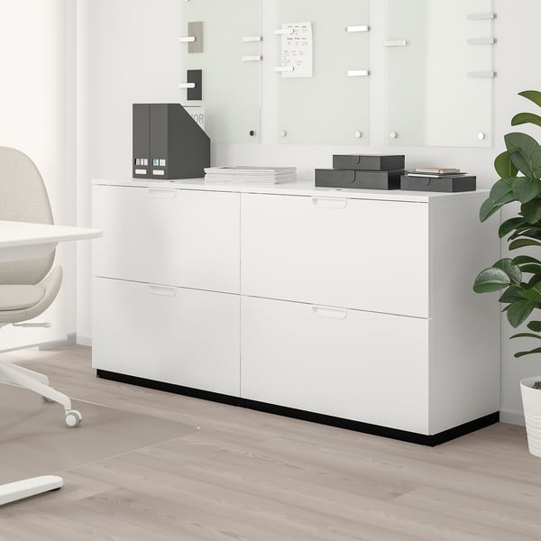 meuble bureau rangement - Blanc & 2 étages en érable – Weihona®