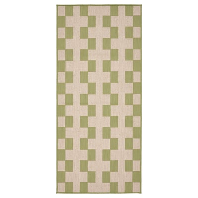 GÅNGSTIG Tapis de cuisine, tissé à plat vert/blanc cassé, 2 ' 4 "x5 ' 3 "