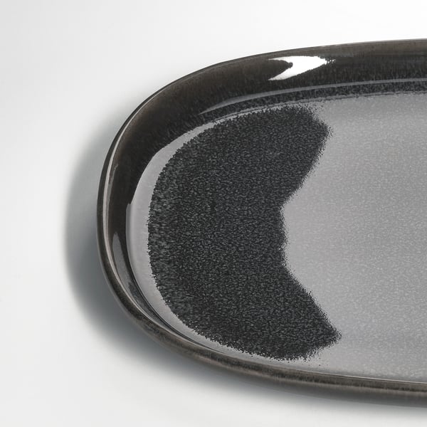GLADELIG Assiette, gris foncé, 12x7 ½ "