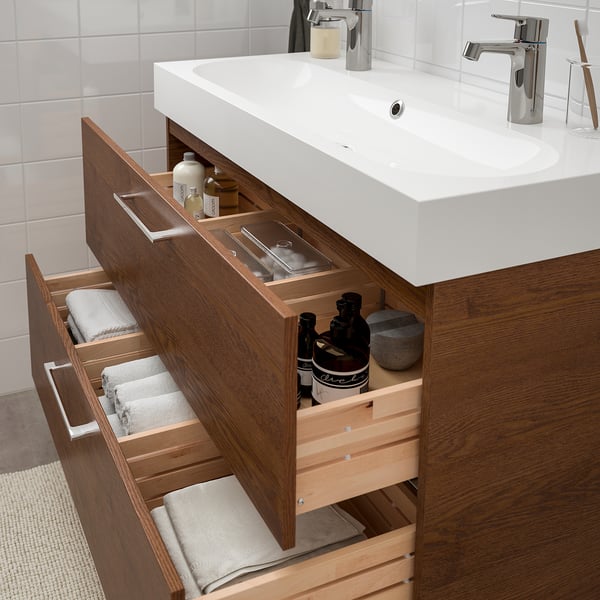 Godmorgon Braviken Meuble Pour Lavabo 2 Tiroirs Effet Frene Teinte Brun Mitigeur Lavabo Brogrund 100x48x68cm Magasinez Chez Ikea Ikea