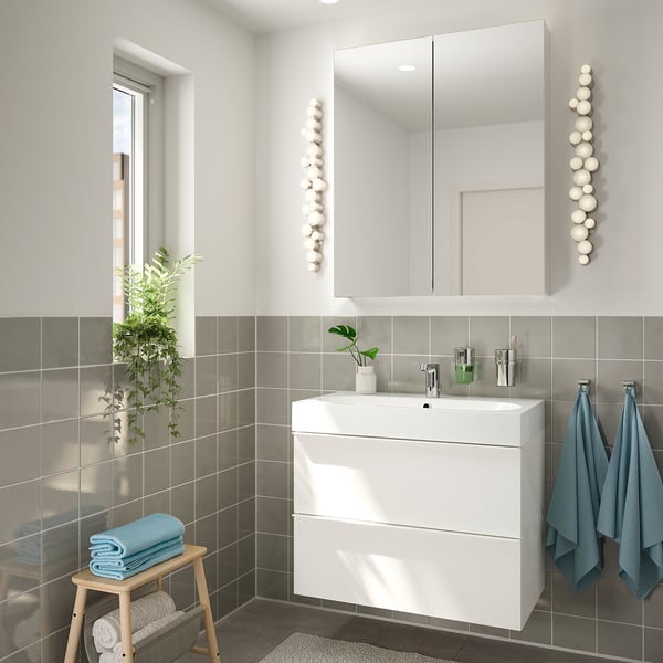 Godmorgon Braviken Meuble Pour Lavabo 2 Tiroirs Ultrabrillant Blanc Mitigeur Lavabo Brogrund 311 2x187 8x263 4 80x48x68 Cm Ikea