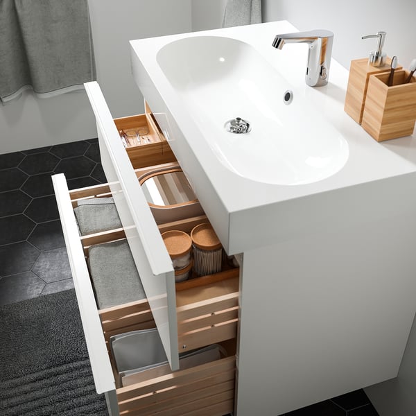 Godmorgon Braviken Meuble Pour Lavabo 2 Tiroirs Ultrabrillant Blanc Mitigeur Lavabo Brogrund 311 2x187 8x263 4 80x48x68 Cm Ikea