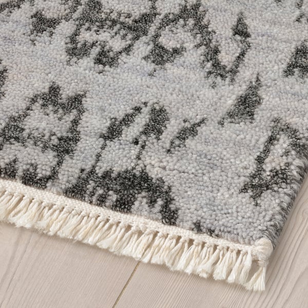 Grätterup Tapis Poils Ras Fait Main Gris Argentnoir