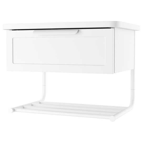 GRÅFJÄLLET Table de chevet à fixer au mur, blanc, 16 1/2x11 3/8x12 1/4 "