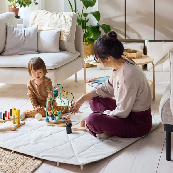 GREJSIMOJS Tapis/boîte de rangement, pliant/beige