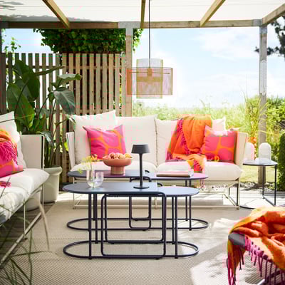 GRYTSHOLM Tables gigognes, 2 pièces, extérieur/bleu-noir