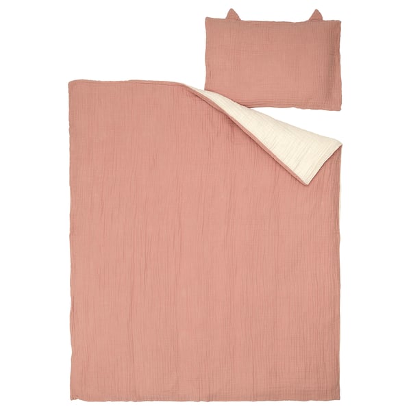 GULDVÄVARE Linge de lit enfant, 3 pièces, rose clair/beige, 27 1/2x52 "