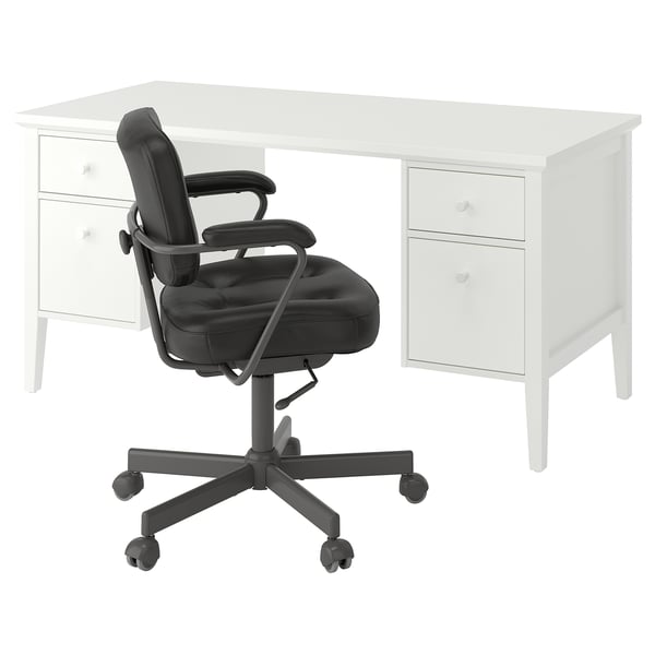 GULLABERG / ALEFJÄLL Bureau et chaise, blanc/noir, 61x25 5/8 "