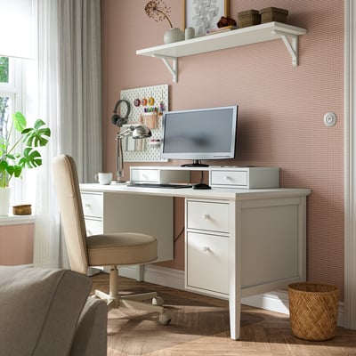 GULLABERG Bureau avec tiroirs dossiers susp, blanc, 61x25 5/8x29 1/2 "