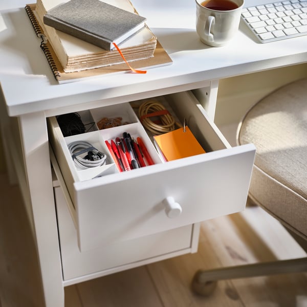 GULLABERG Bureau avec tiroirs dossiers susp, blanc, 61x25 5/8x29 1/2 "