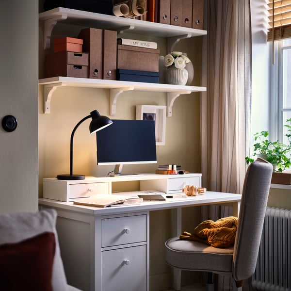 GULLABERG Bureau avec tiroirs dossiers susp, blanc, 47 1/4x25 5/8x29 1/2 "
