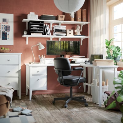 GULLABERG Bureau en L, dossiers suspendus/blanc, 61x61x29 1/2 "